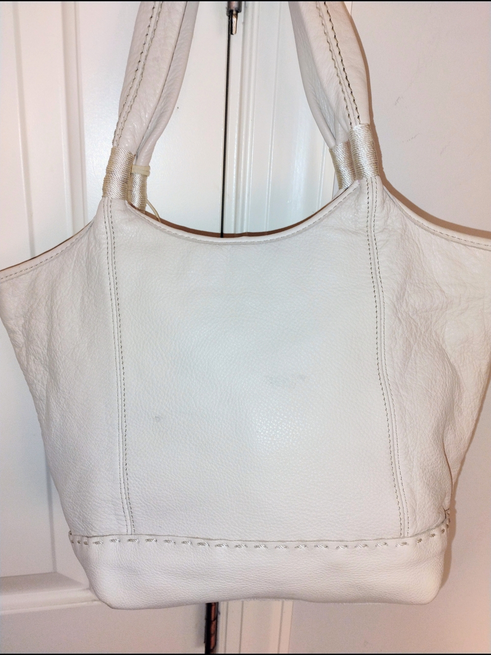 Vintage The Sak Taupe Pebbled Leather Shoulder Hobo Tote - Picture 13 of 15